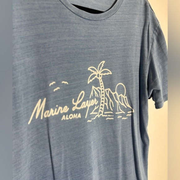 Marine Layer Aloha Graphic Tee Light Blue Crewneck Pullover Size Medium/Large - Picture 3 of 6